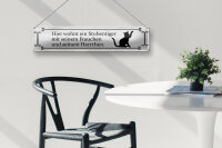 Blechschild Spruch 46x10cm Katze hier wohnt ein Stubentiger Dekoration