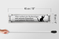 Blechschild Spruch 46x10cm Katze hier wohnt ein Stubentiger Dekoration