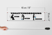 Holzschild Spruch 46x10cm Toilettenordnung sitzen putzen Dekoration