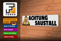 Holzschild Hinweis 46x10cm Achtung Saustall Schwein Dekoration