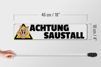 Holzschild Hinweis 46x10cm Achtung Saustall Schwein Dekoration