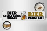 Holzschild Spruch 46x10cm Bier stellt keine Fragen