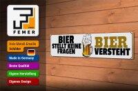 Holzschild Spruch 46x10cm Bier stellt keine Fragen