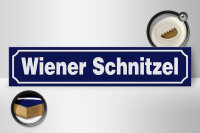 Holzschild Hinweis 46x10cm Wiener Schnitzel Dekoration