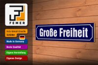 Holzschild Straßenschild 46x10cm Große Freiheit Hamburg Dekoration