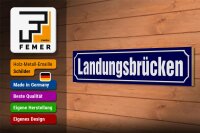 Holzschild Straßenschild 46x10cm Landungsbrücken Hamburg Dekoration