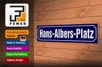 Holzschild Straßenschild 46x10cm HANS-ALBERS-PLATZ Hamburg