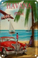 Blechschild Havana 12x18cm Cuba Retro Urlaub Palmen