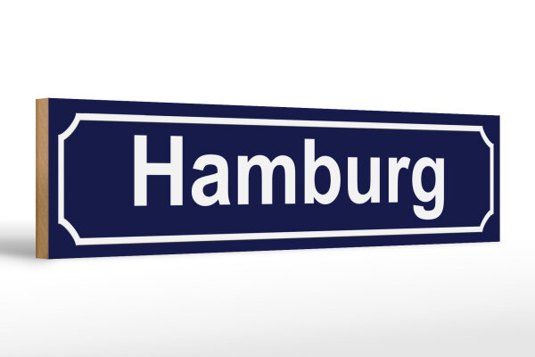 Holzschild Straßenschild 46x10cm Hamburg blaues Schild