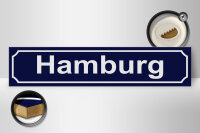 Holzschild Straßenschild 46x10cm Hamburg blaues Schild