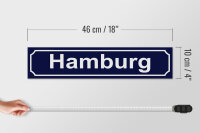 Holzschild Straßenschild 46x10cm Hamburg blaues Schild