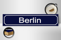 Holzschild Straßenschild 46x10cm Berlin Wappen blaues Schild