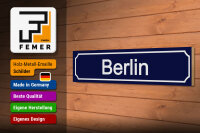 Holzschild Straßenschild 46x10cm Berlin Wappen blaues Schild