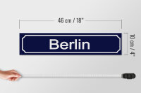 Holzschild Straßenschild 46x10cm Berlin Wappen blaues Schild