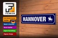 Holzschild Straßenschild 46x10cm Hannover Wappen Dekoration