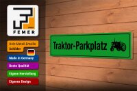 Holzschild Straßenschild 46x10cm Traktor - Parkplatz Dekoration