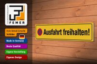 Holzschild Straßenschild 46x10cm Ausfahrt freihalten gelbes Schild