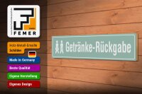 Holzschild Straßenschild 46x10cm Getränke - Rückgabe WC Dekoration