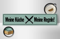 Holzschild Spruch 46x10cm meine Küche meine Regeln Dekoration