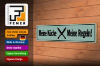 Holzschild Spruch 46x10cm meine Küche meine Regeln Dekoration