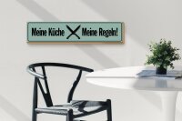 Holzschild Spruch 46x10cm meine Küche meine Regeln Dekoration