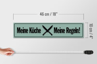 Holzschild Spruch 46x10cm meine Küche meine Regeln Dekoration
