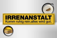 Holzschild Spruch 46x10cm Irrenanstalt komm ruhig rein Dekoration