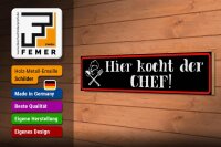 Holzschild Spruch 46x10cm hier kocht der Chef Küche Essen