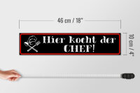 Holzschild Spruch 46x10cm hier kocht der Chef Küche Essen