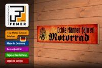 Holzschild Spruch 46x10cm echte Männer fahren Motorrad Dekoration