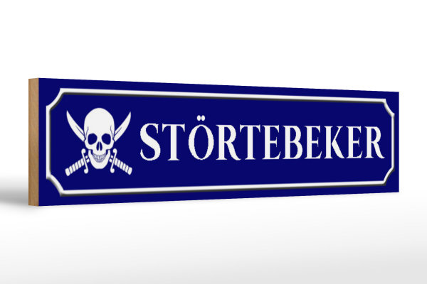 Holzschild Straßenschild 46x10cm Störtebeker mit Totenkopf