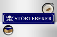 Holzschild Straßenschild 46x10cm Störtebeker mit Totenkopf
