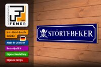 Holzschild Straßenschild 46x10cm Störtebeker mit Totenkopf