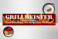 Holzschild Straßenschild 46x10cm Grillmeister bei Arbeit Dekoration