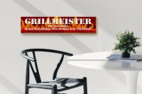 Holzschild Straßenschild 46x10cm Grillmeister bei Arbeit Dekoration