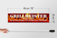 Holzschild Straßenschild 46x10cm Grillmeister bei Arbeit Dekoration