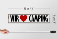 Holzschild Spruch 46x10cm wir love camping Dekoration