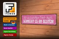 Holzschild Spruch 46x10cm wo Liebe schmeckt es am besten Dekoration