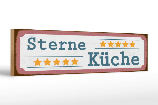 Holzschild Spruch 46x10cm 5 Sterne Küche Geschenk Dekoration
