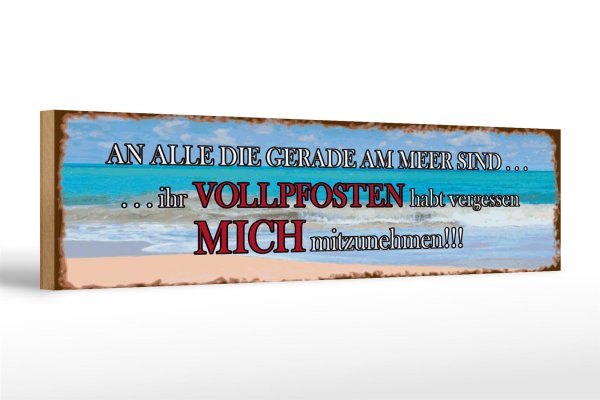 Holzschild Spruch 46x10cm an alle die gerade am Meer sind Dekoration