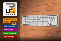 Holzschild Spruch 46x10cm unsere Katze noch Maus gefangen Dekoration
