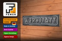 Holzschild Hinweis 46x10cm Werkstatt Geschenk Dekoration