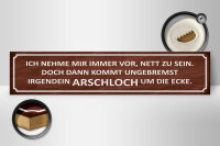 Holzschild Spruch 46x10cm ich immer nett doch Arschloch Dekoration