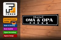 Holzschild Spruch 46x10cm Hotel Oma Opa 5 Sterne Dekoration Geschenk
