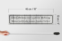 Holzschild Spruch 46x10cm Geheimnis einer sauberen Wohnung Dekoration