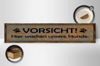 Holzschild Hinweis 46x10cm Vorsicht hier wachen Hunde Dekoration