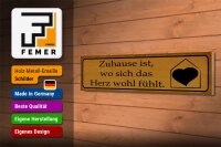 Holzschild Spruch 46x10cm Zuhause wo sich Herz wohl fühlt Dekoration