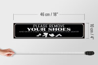 Holzschild Spruch 46x10cm please remove your shoes Dekoration