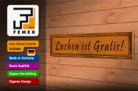 Holzschild Spruch 46x10cm Lachen ist Gratis Geschenk Dekoration