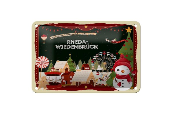 Blechschild Weihnachten Grüße RHEDA-WIEDENBRÜCK Dekoration  18x12cm